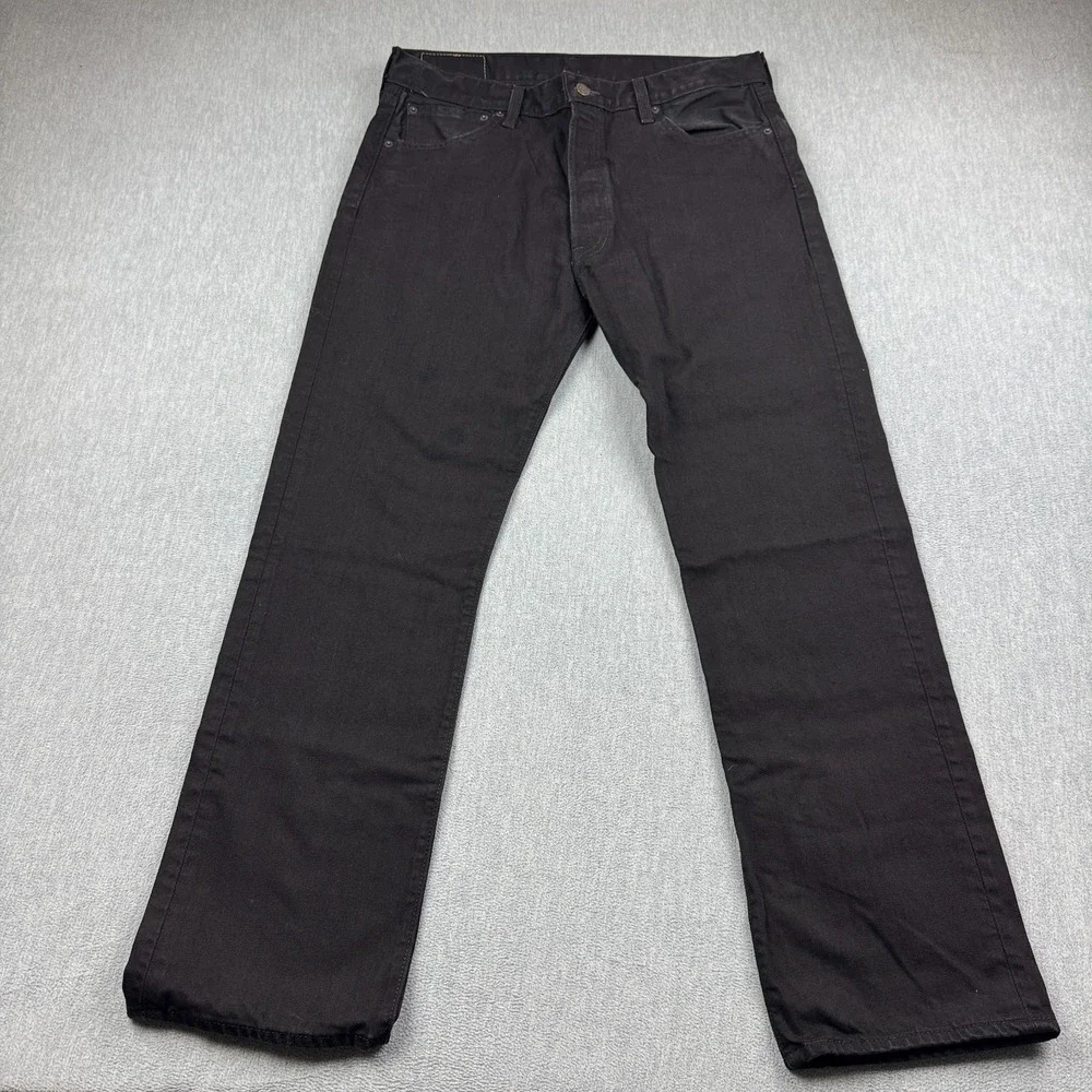 Levis 501 Jeans Mens 36X32 Black Button Fly Straight Cotton Classic Denim Pants